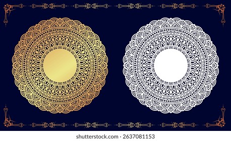 Logo icon ornamental mandala design in gold color. vector illustration