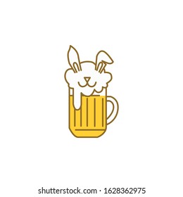 logo icon party beer rabbit vector design