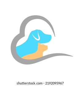 logo icon for pet care medical pet shop decoration front window rolling door background cute flat design vector illustration dog and cat