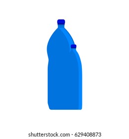 Logo, icon of plastic bottles with water with blue caps. 