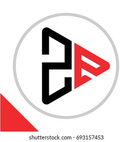 logo icon play button shape with combination of 2 & e initials