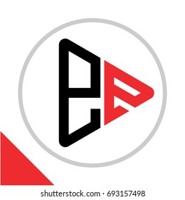 logo icon play button shape with combination of e & e initials