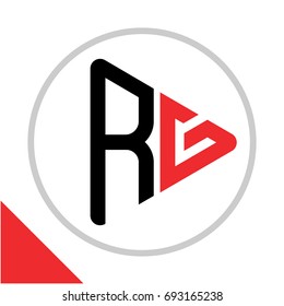 logo icon play button shape with combination of R & G initials