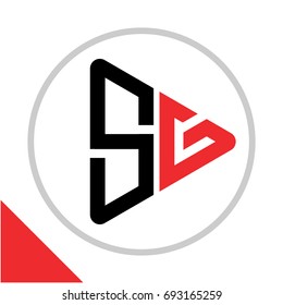 logo icon play button shape with combination of S & G initials