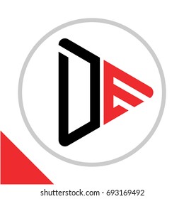 logo icon play button shape with combination of D & E initials