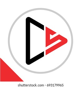 logo icon play button shape with combination of C & S initials
