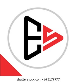 logo icon play button shape with combination of E & S initials
