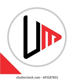 logo icon play button shape with combination of U & M initials
