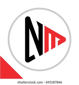 logo icon play button shape with combination of N & M initials
