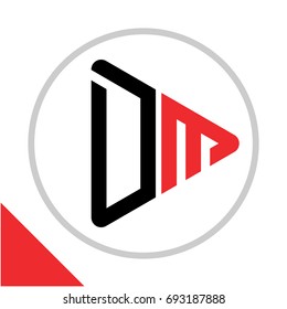 logo icon play button shape with combination of D & M initials
