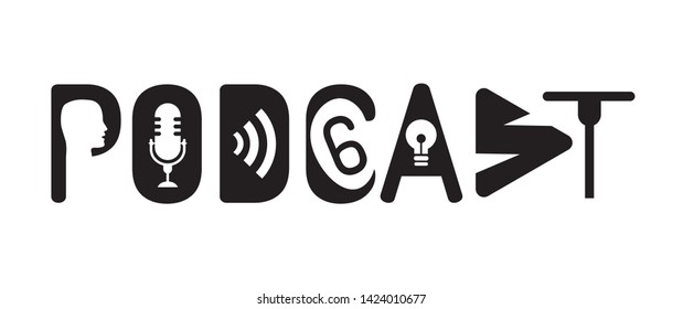  logo or icon podcast with white background,vector graphic