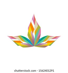 Logo or icon, polygonal geometric leaves, sprout. Symbol of renewal, company growth, business. Vectron illustration isolated on a white background.