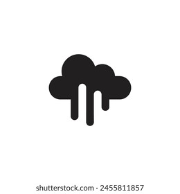 Logo o icono lluvia nube negro minimalista con fondo en blanco