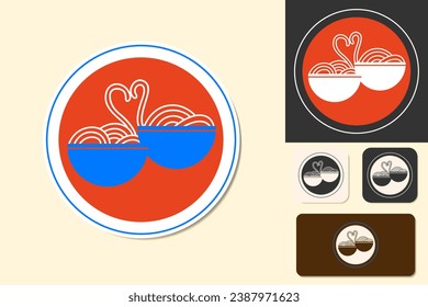 LOGO icon ramen cafe isolated vector set