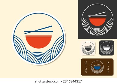 
LOGO icon ramen restaurant isolated vector illustration, minimal design. seafood asian cafe icon set. Vector illustration