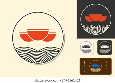 LOGO icon ramen restaurant isolated vector illustration, minimal design. Noodle asian cafe icon set. Vector illustration EPS10