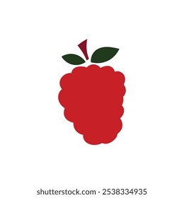 Diseño plano de la baya roja del logotipo o del icono con el fondo en blanco