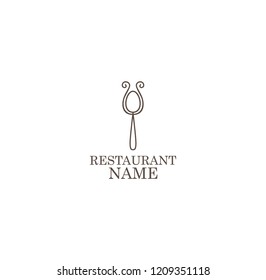 LOGO, ICON RESTAURANT. WITH A SPOON OR FORK, LINE ART, SIMPLE