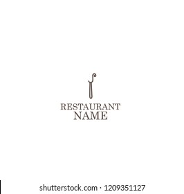 LOGO, ICON RESTAURANT. WITH A SPOON OR FORK, LINE ART, SIMPLE