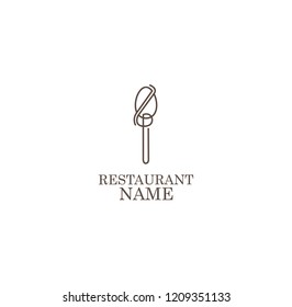 LOGO, ICON RESTAURANT. WITH A SPOON OR FORK, LINE ART, SIMPLE