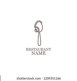LOGO, ICON RESTAURANT. WITH A SPOON OR FORK, LINE ART, SIMPLE