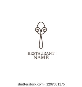 LOGO, ICON RESTAURANT. WITH A SPOON OR FORK, LINE ART, SIMPLE