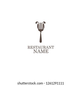 LOGO, ICON RESTAURANT. WITH A SPOON OR FORK, LINE ART, SIMPLE