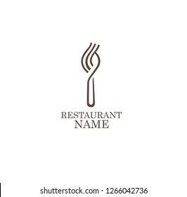 LOGO, ICON RESTAURANT. WITH A SPOON OR FORK, LINE ART, SIMPLE