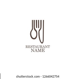 LOGO, ICON RESTAURANT. WITH A SPOON OR FORK, LINE ART, SIMPLE