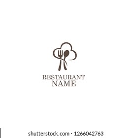 LOGO, ICON RESTAURANT. WITH A SPOON OR FORK, LINE ART, SIMPLE