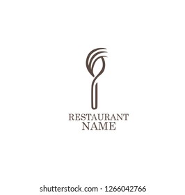 LOGO, ICON RESTAURANT. WITH A SPOON OR FORK, LINE ART, SIMPLE