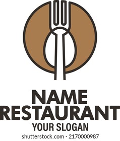 LOGO, ICON RESTAURANT. WITH A SPOON OR FORK, LINE ART, SIMPLE