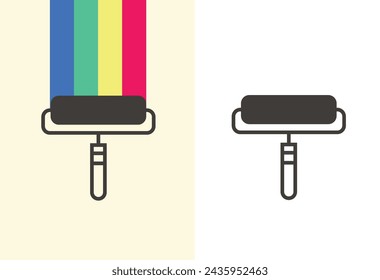Pintura del rollo del logotipo y del icono con el fondo en blanco