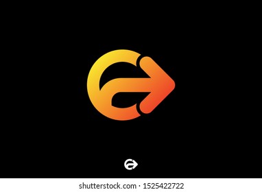 Logo Icon Of Rounded Shape And An Arrow Resemble Letter E Presented In Simple And Modern Style. Symbolize Advance, Moving Forward, Improvement, Agile And Dynamic.