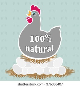 The logo, an icon for the sale of eggs and chicken meat. Vector illustration.