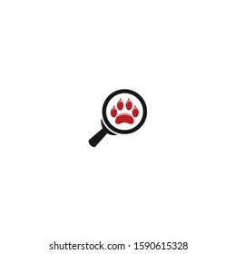 logo icon with search concept, Illustrated with a magnifying glass and  bear's sole