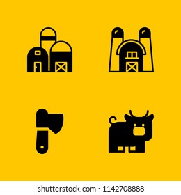 logo icon set. axe, bull and barn vector icon for graphic design and web