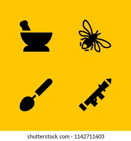 logo icon set. bee, ladle and launcher vector icon for graphic design and web