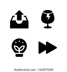 logo icon set with fragile broken glass symbol for delivery boxes, ecology and outbox vector icons for web and graphic design