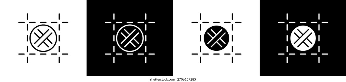 Logo icon set in line and glyph style on black and white background