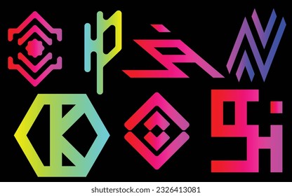 Logo icon set on a dark background, easily editable icon set, vector art illustration