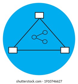 logo icon share line simple  with elips and backgraund colour blue.