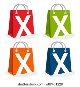 Logo icon for shopping business. Illustrated in bag icon with the initial combination of letter X