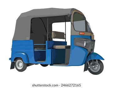 logo icon sign art public motor urban auto city mini small taxi tuk tuk cab car India Thai trip 3d cart model road speed truck cargo drive Asia Asian blue symbol vector design three wheels