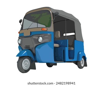 logo icon sign art public motor urban auto city mini small taxi tuk tuk cab car India Thai trip 3d cart model road speed truck cargo drive Asia Asian blue symbol vector design three wheels cycle
