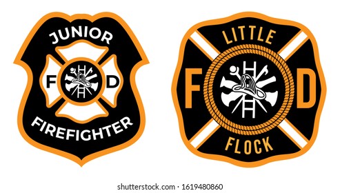 Logo Icon Sign Junior Firefighter Vector. Symbol of firefighter. Eps 10 vector. Little firefighter symbol.