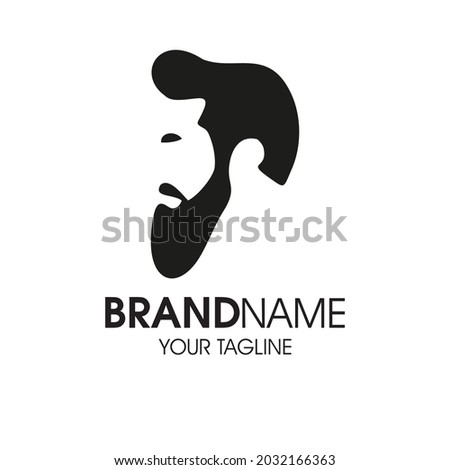 LOGO ICON SIGN SYMBOL BEARD SHOOPING BAG LADIES GANTLEMAN HAIRCUT BARBERSHOP SILHOUETTE 