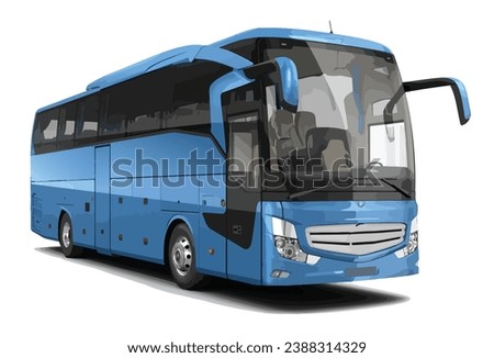 logo icon sign symbol blue high decker 3d bus luxury vip first class travel vacation tourism tour public route modern truck art design tata picnic man vector template trip study view white service