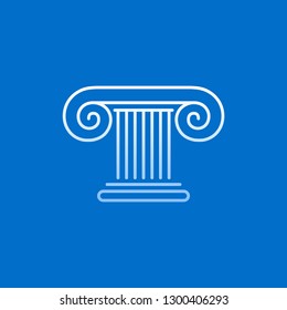 Logo, icon, sign of white linear ancient greek ionic column, order.