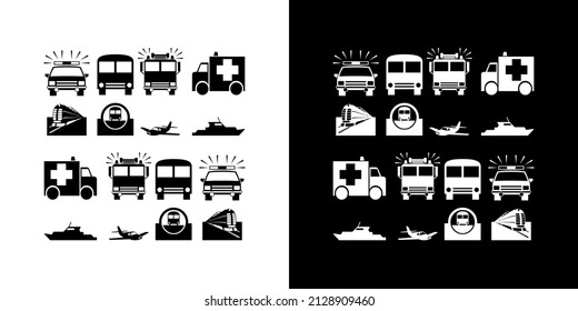 logo icon simple ambulance fire engine train boat airplane bus black and white is useful for anything